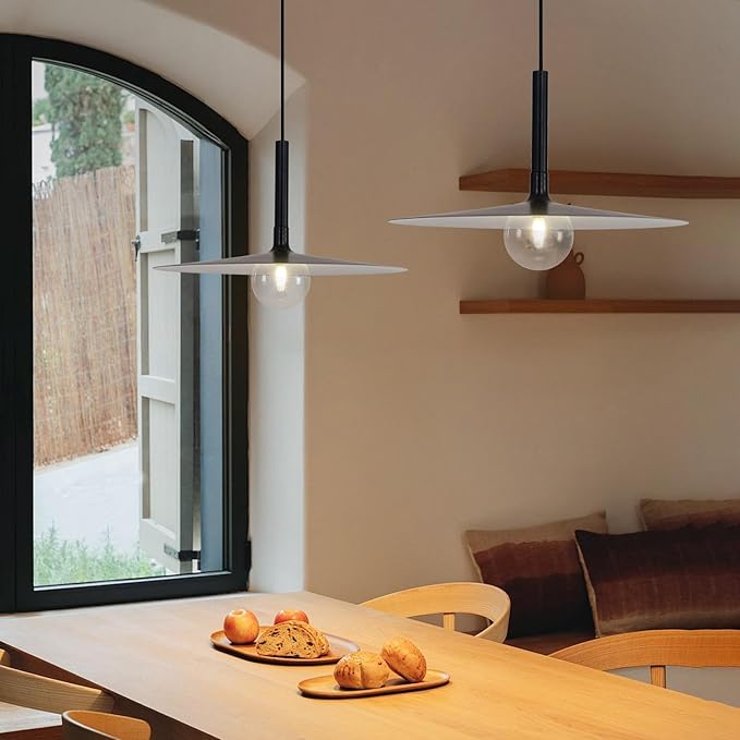 KCO Lighting Matte Black Dome Pendant Light Industrial Barn Pendant Light Farmhouse Kitchen Hanging Light Fixture for Dining Room Living Room Vintage Bar