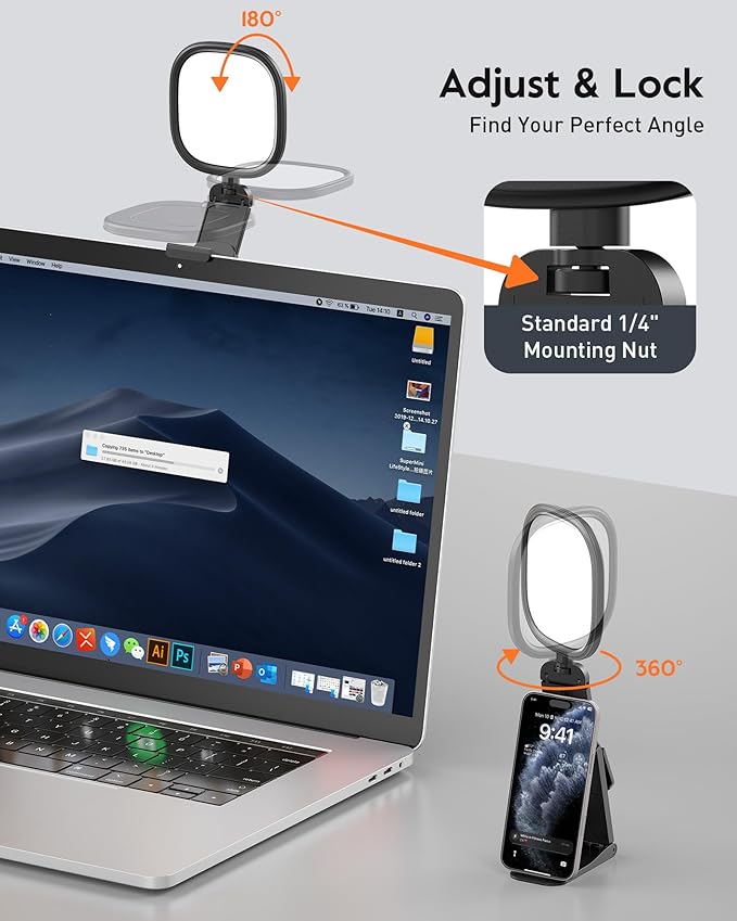 USB-Powered Selfie Ring Light for Desk, Laptop, Monitor & Phone – LitONES Eye-Caring Webcam Light with 84 Soft LEDs, 50 Modes, CRI 97.8+, 5” Small Streaming Light for Zoom, Video Calls & Conference