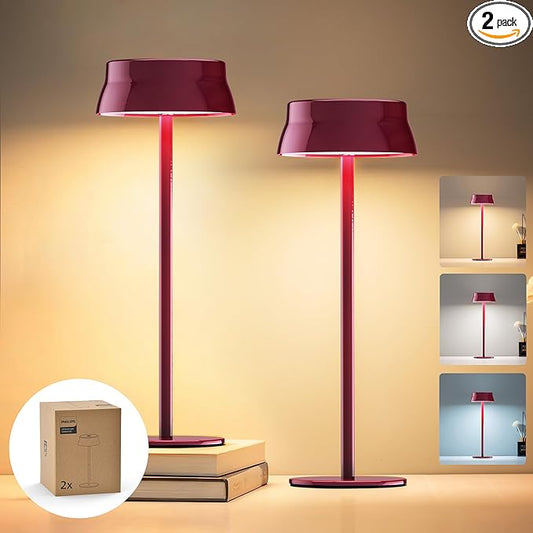 Philips Cordless Table Lamp, Portable Outdoor LED Desk Light,Rechargeable Battery Operated, 2 Adjustable Height, Touch Control & 3 Color Stepless Dimming, Waterproof Lamps for Restaurant/Bedroom