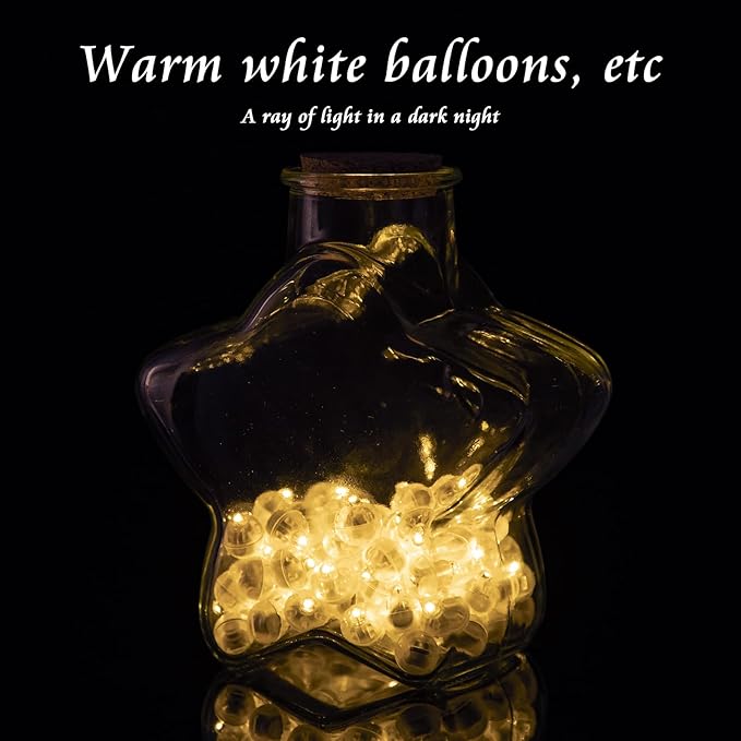 200pcs Balloon Lights Warm White&Cool White Mini Led Lights Round Long Standby Time Multicolor Ball Lamps Paper Lantern Balloon Liamps for Birthday Party Christmas Halloween Decoration