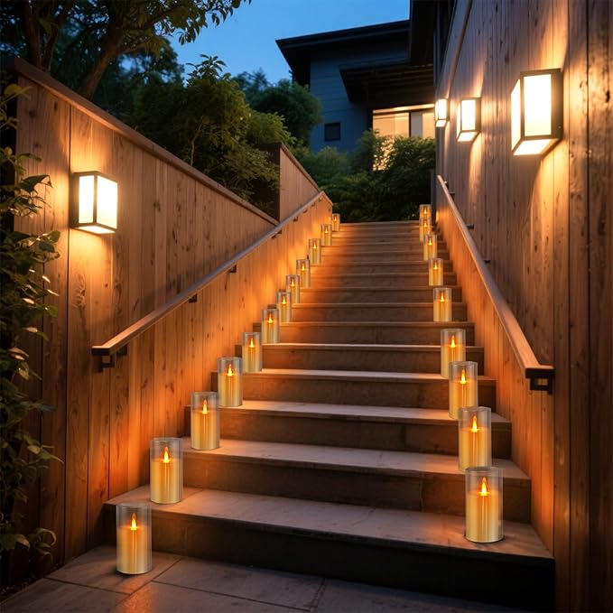 Flameless Candles 4" 5" 6" Set of 2 Acrylic Glass Pillars 3" Diameter Battery Operated Flickering Candles Include 8-Key Remote with Timer Function 400+ Hours (Gray, 2 Pack)