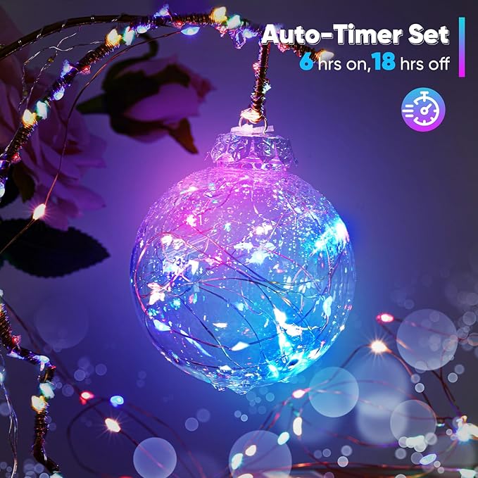 4 Pack 32.8 Ft. Battery Operated Outdoor String Lights with Remote & Timer, LED Multi Color Fairy Lights, Waterproof Twinkle Lights for Bedroom, Dorm, Mason Jar, Wedding, Party, Christmas