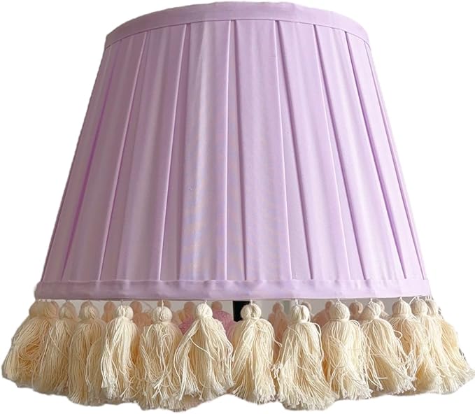 Tristan Home Round Pleated Lamp Shade with Tassels 9 x 14 x 12inches (Lavender)