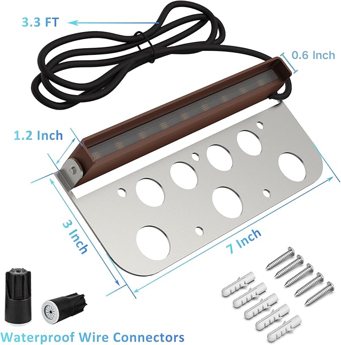 8 Pack 7 Inch Retaining Wall Lights, 5W LED Hardscape Lighting, 12V AC/DC Low Voltage Step Light, 2700K Soft White IP65 Waterproof Outdoor Landscape Lighting for Patio Walls Stairs, ETL
