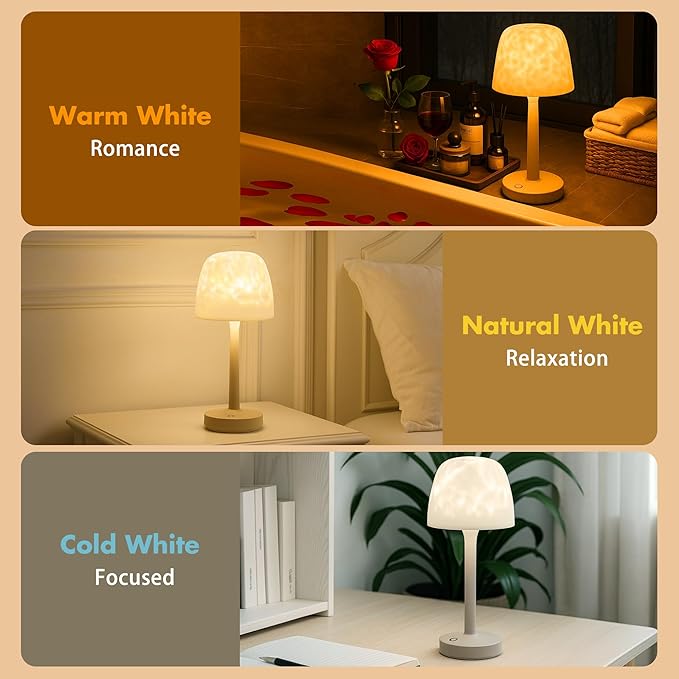 Rechargeable Shower Lights for Inside Shower, Cordless Waterproof Shower Lamp with Remote, 16 Color Changeable Ocean Wave Projector Light, LED Rotating Water Ripple Table Lamp for Bathroom, Bedroom