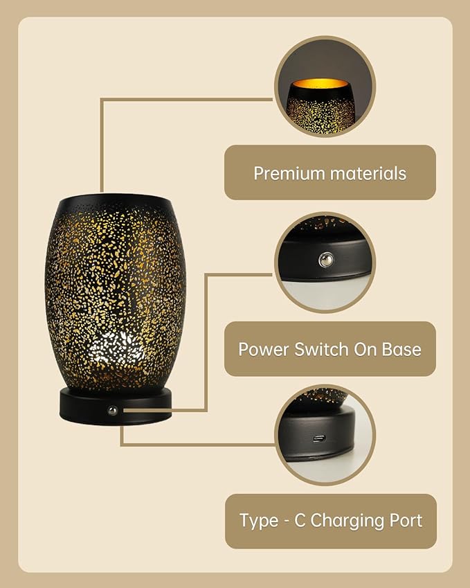 Table Lamps for Living Room - Bedside Lamps for Nightstand, Vintage Night Stand Lamp with Remote for Bedroom Kids Room Living Room Office