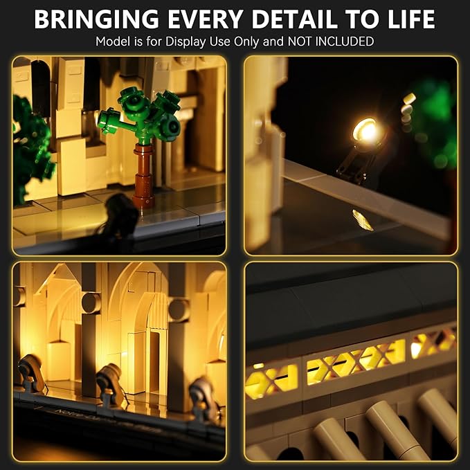 BrickSoul Upgrade Light Kit for Lego 21061 Architecture Notre-Dame de Paris Building Set | with ON/Off & Dimmer Switch & Hidden Cable Tech | Easy Install Lighting Set (21061 Set NOT Included)