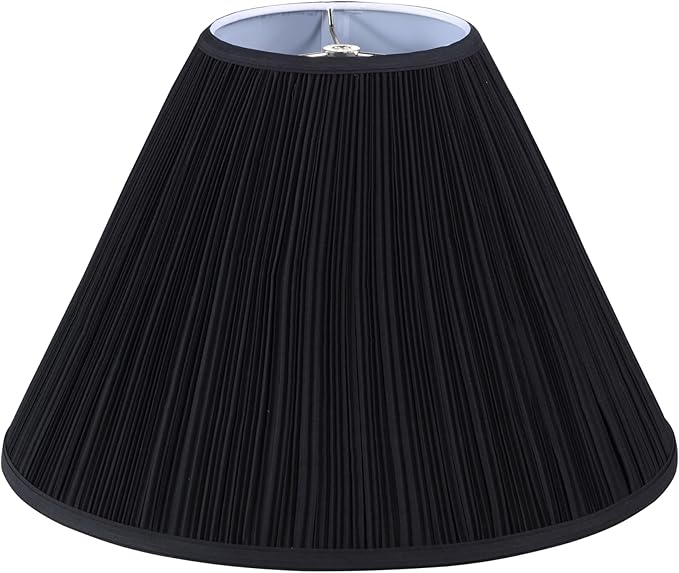 Aspen Creative 33024, Hardback Empire Transitional Spider Lamp Shade, Mushroom Pleated Black Faux Silk Fabric, 7" Top x 18" Bottom x 13" Slant Height