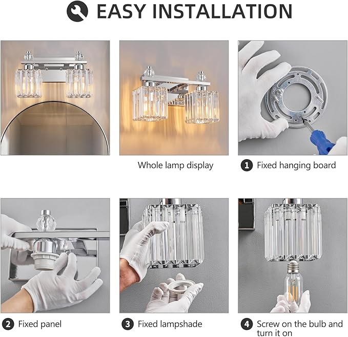 Chrome Bathroom Vanity Lights Crystal Vanity Light Bathroom Lighting Fixtures 2 Light Modern Vanity Lighting Fixtures
