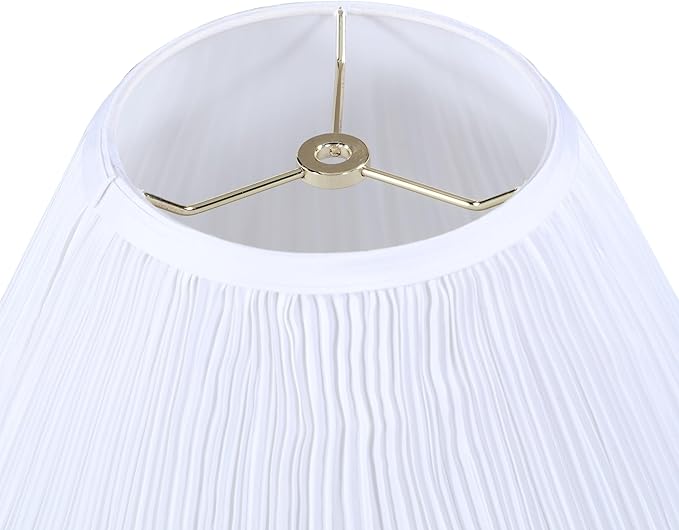 Aspen Creative 33196, Hardback Empire Transitional Spider Lamp Shade, Mushroom Pleated White Faux Silk Fabric, 6" Top x 16" Bottom x 12" Slant Height