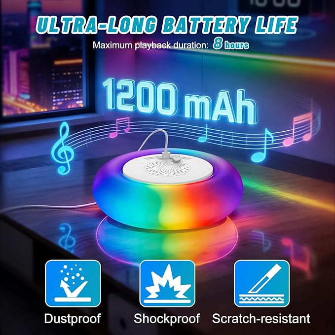 Floating Bluetooth Pool Speaker with 8 RGB Lights,IP68 Waterproof, 360° Hi-Fi Sound, Long Battery Playtime, Hands-Free Call, Outdoor Hot Tub Spa Speaker for Pool Party, Shower & Beach, 2 Packs