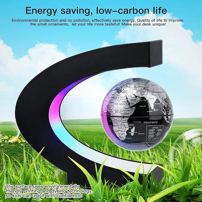 Magnetic Levitation Floating Globe with LED Light, Desk Gadget Decor, Fixture Floating Globes & Shade, Cool Gifts for Men/Father/Husband/Boyfriend/Boss, Gifts for Desk, Valentine's Day Gift