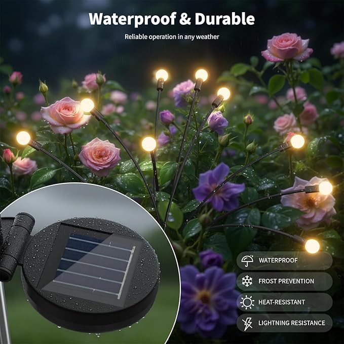 Outdoor Solar Lights Waterproof (4 Pack, 40 LED), Fairy Garden Decor, Fairy Tale Courtyard Decor, Firefly Lights, Solar Garden Lights, Solar Landscape Lights, Gifts for Women Who Have Everything