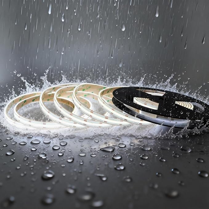 COB LED Strip Light IP68 Waterproof, 16.4FT 12V High Density 480 LEDs/m CRI>90 6000K Cool White Solid Silicone Sealed Dotless LED Tape Light for Outdoor, Pool, Bathroom, Landscape (No Power Supply)