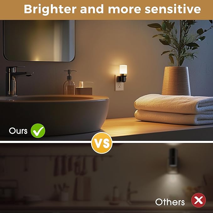 L LOHAS LED Night Light, 2 Pack Night Lights Plug into Wall, Dimmable Nightlight with Auto Light Sensor, 3000K Warm White 0-100LM, Plug in Night Light for Hallway Bedroom Bathroom