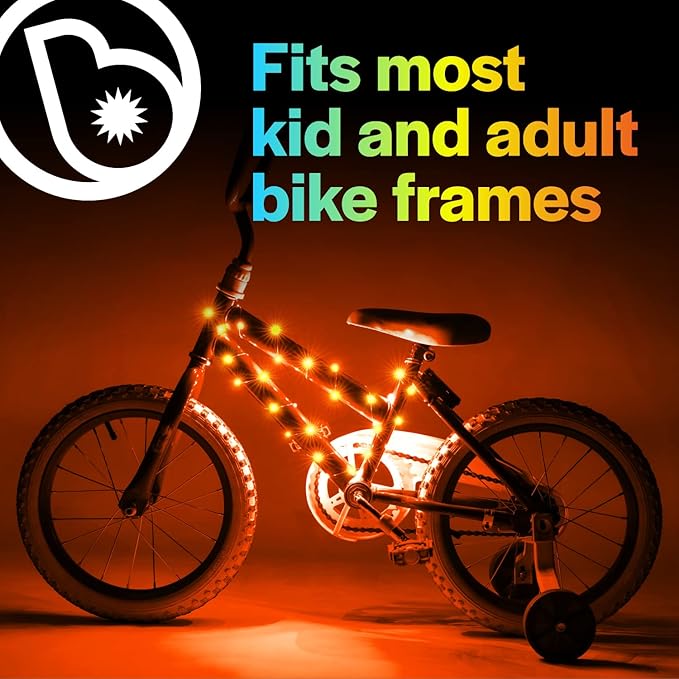 Brightz CosmicBrightz LED Bike Frame Rope Light - 6.5-Foot String Rope - Battery-Powered with On/Off Switch - Ultra Bright Color Keeps Your Ride Fun and Safe for Kids, Teens, & Adults