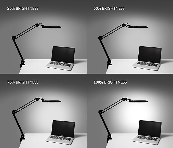 Neatfi XL Bifocal LED Magnifying Lamp – 7-Inch Acrylic Lens, 2.25x & 6X Magnification, 1,600 Lumens, Dimmable LED, Adjustable Arm, Hands-Free Close Work (Black, with Clamp)