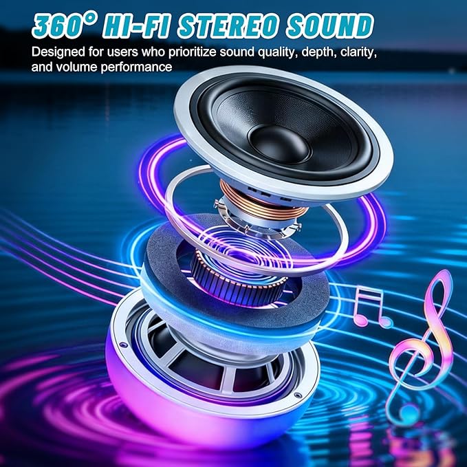 Floating Bluetooth Pool Speaker with 8 RGB Lights,IP68 Waterproof, 360° Hi-Fi Sound, Long Battery Playtime, Hands-Free Call, Outdoor Hot Tub Spa Speaker for Pool Party, Shower & Beach, 2 Packs