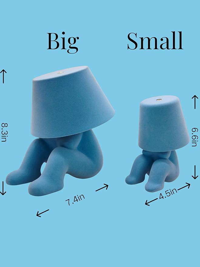 Modern Table Lamp for Youth: Rechargeable Cute Light for Kids Child Teen - Gift for Birthday Christmas Halloween Easter (Blue Big)