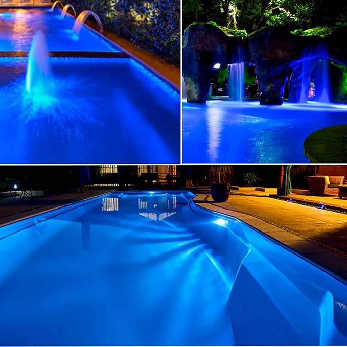 Colored Pond Lights with Timer, RGB Fountain Light IP68 Waterproof, Dimmable Outdoor Landscape Lights Fish Tank Pond Fountain Garden, 5 Lights Pack