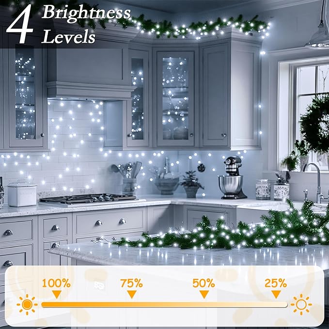 328FT 1000 LED Christmas Tree Lights, Bright Cool White Outdoor Christmas String Lights for House, Fairy Lights with 8 Modes, Waterproof & Durable Indoor Outdoor Decor, Timer Included