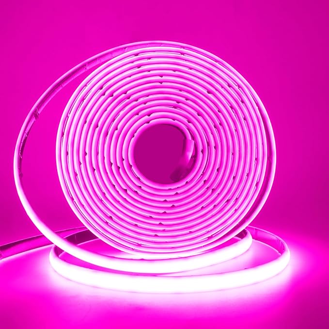 24V COB Neon Strip, 320LEDs/m Ultra-Bright Flexible COB Neon LED Strip, Outdoor Waterproof IP68 Self-Adhesive Tape, Red/White 2-Wire LED Fairy Lights for Patio, Christmas（Pink,14M）