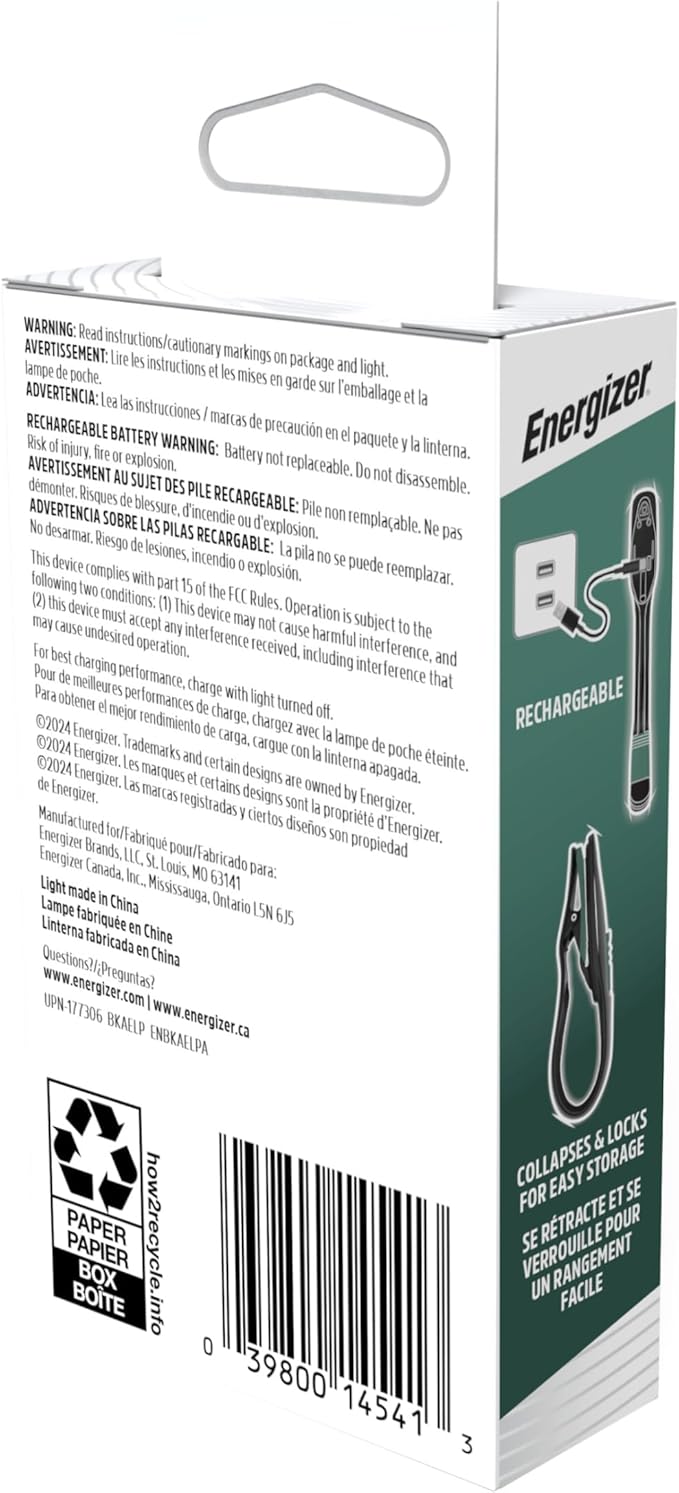 Energizer Flex-R LED Rechargeable Book Lights for Reading at Night, Reading Light with Warm LED Color, Long-Lasting and Lightweight Reading Lamp