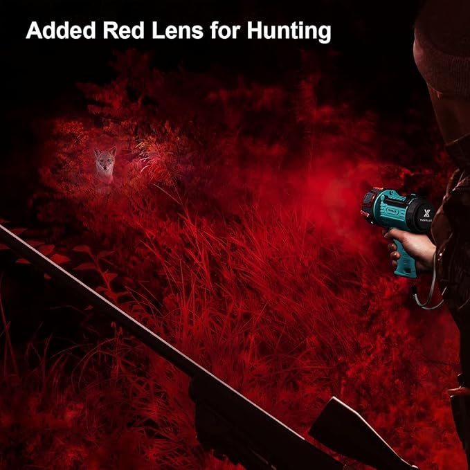 YIERBLUE Rechargeable Spotlight, Super Bright 90,000 High Lumen LED IP67 Waterproof Handheld Spotlight Long Lasting Large Flashlight Searchlight with Detachable Red Light Filter