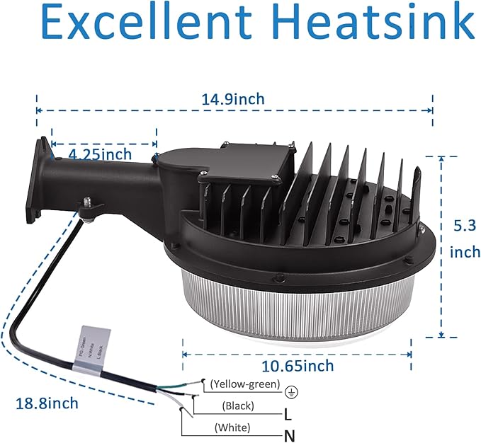 LED Barn Light 150W, Dusk to Dawn Outdoor Yard Light with Photocell Super Bright 22,500lm 5000K Daylight, 1500W MH/HPS Replacement, AC100-277V IP65 Waterproof for Farm Area Light, ETL Listed