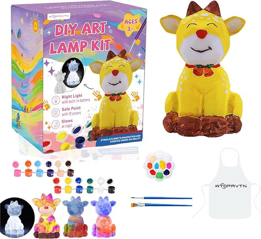 WTOPAVTN Paint Your Own Lamp kit - DIY Painting Kit, Painting Kit Arts & Crafts for Kids Ages 8-12, Art Supplies Birthday Easter Party Holiday Gift, Girls Boy Gift Ages 3 4 5 6 7 8 9 10 11 12+ (Cow)