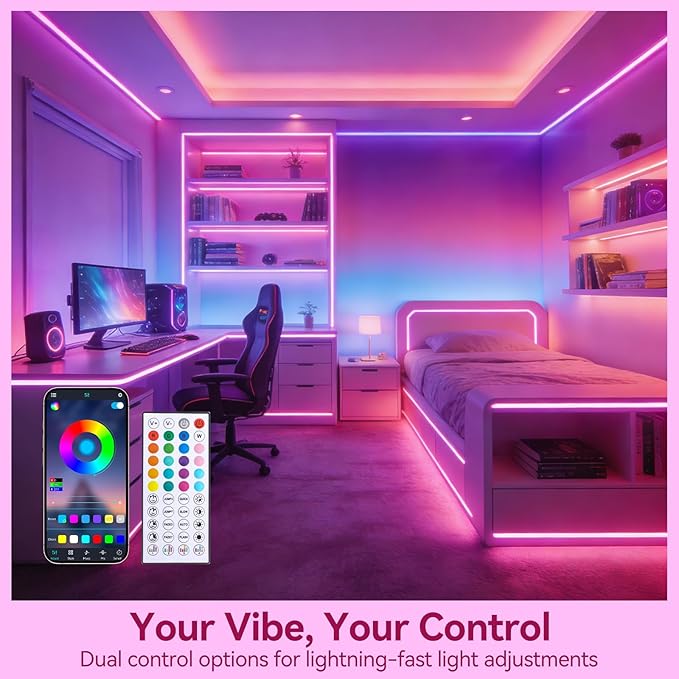 LED Neon Lights, 16.4FT RGB Neon Rope Lights App Control,IR Remote,Music Sync,IP67 Waterproof,Flexible DIY Design for Bedroom,Living Room,Gaming Room,Party,Outdoor,Christmas Decor