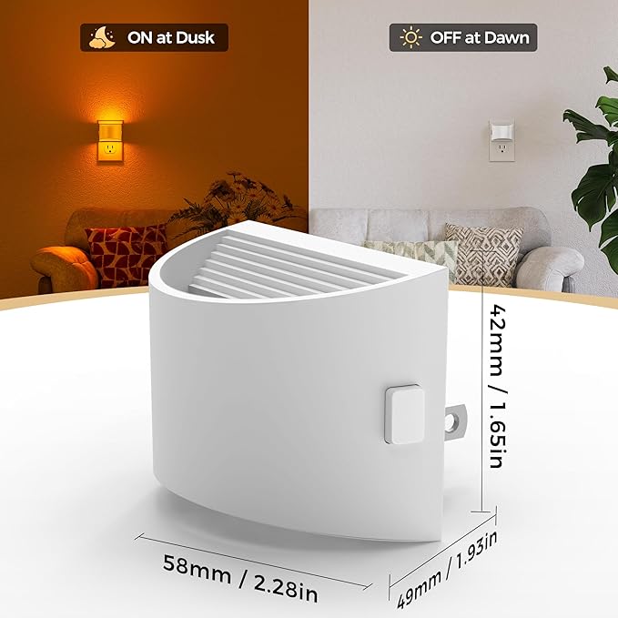 DORESshop LED Night Light[4 Pack], Night Lights Plug into Wall, 3 Level Brightness Adjustable Plug in Night Light, Dusk to Dawn Sensor Nightlights for Adults,Bedroom,Bathroom,Hallway,Amber White Cover