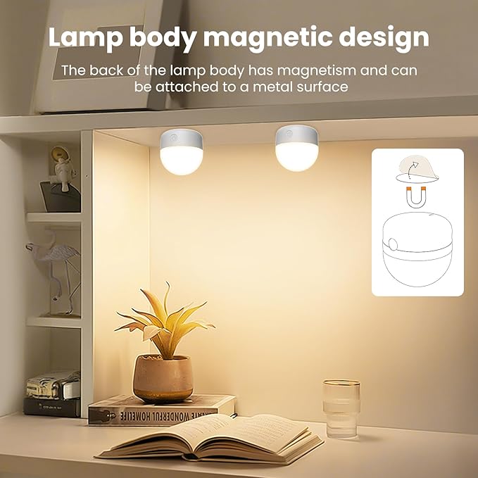 2Packs E12 Rechargeable Magnetic Light Bulbs with Remote and Hook, 10W 900LM Battery operated Emergency LED Bulb 3500mAh, Portable Large Camping Tent Lamp for Home, Hurricane, Power Outage & Outdoor