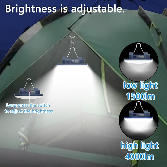 6 inch Rechargeable Camping Light TeiNewBy 4000LM 16500mAh up to 10-60 Hours Running, 5 Light Modes,LED Camping Lantern Portable,Magnetic Base for Hurricane Emergency, Outdoor, Hiking, Home and Car