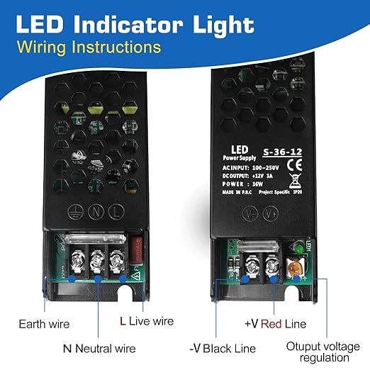 LED Driver 12V 36W 3A Slim LED Power Supply, AC 100-250V to 12V DC Adapter, Constant Voltage LED Transformer for Strip Lights, Bulbs, Garden and Cabinet Lights