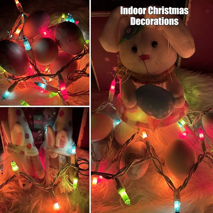 HISHINY Christmas Lights 100 Count Pastel Decorative Mini String Lights with White Wire for Outdoor Indoor Easter Decorations,Christmas,Wedding,Valentines Day Decor,UL Certified (21feet)