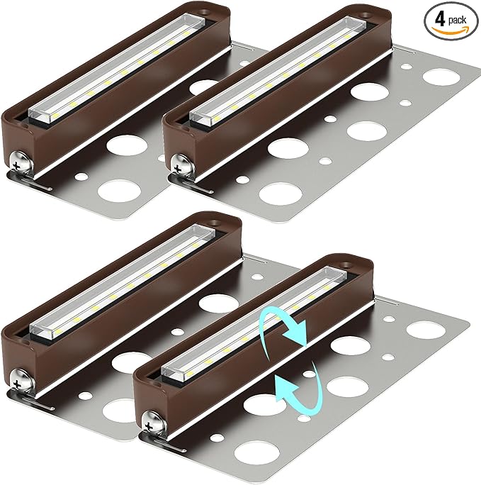 7 Inch LED Retaining Wall Lights 4-Pack, 5W Hardscape Step Lights, 5CCT 2200K-5000K Tunable White, 12-24V Low Voltage Outdoor Paver Lights, ETL Listed Brown Landscape Lights for Stairs, Deck