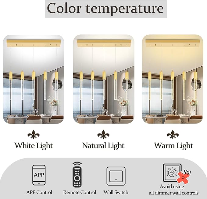 Flashing God 5-Lights Rectangular Pendant Lights for Kitchen Island Gold Linear Crystal Chandelier Modern Chandeliers for Kitchen Island Dining Room