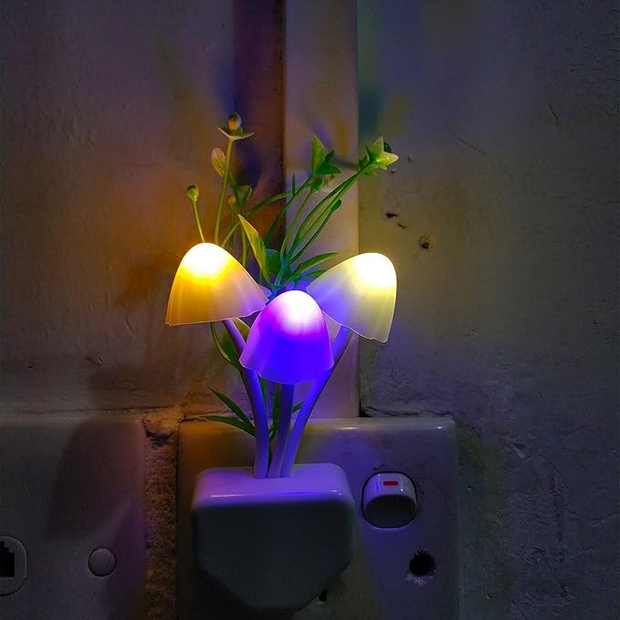 AUSAYE Sensor Led Night Light, Color Changing Plug-in LED Mushroom Light Dream Bed Lamp Cute NightLight Sweet Night Lights for Kids Adults