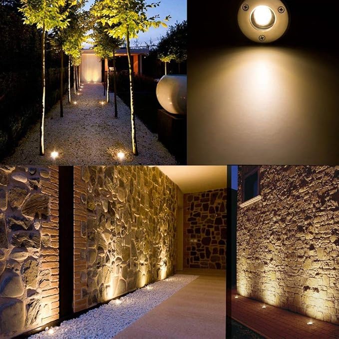 12Pack Well Lights LED Low Voltage Landscape Lights, Outdoor In Ground Light 12V-24V 5W Warm White 3000K, IP65 Waterproof Up Lighting for Pathway, Driveway, Deck, Garden, with Wire Connectors