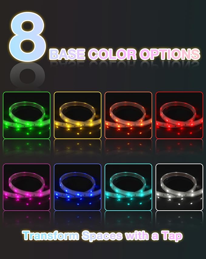 Shine Decor 120V RGB LED Strip Light Remote Control, Cold Resistant IP65 Waterproof Outdoor Strip Lighting Color Changing, Connectable Lite Multicolor Lighting Strip 7x13mm,82 FT 750 LEDs ETL Listed