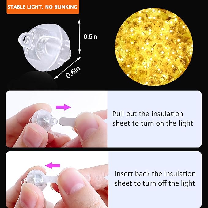200Pcs Mini Led Lights with Hooks, Long Standby Time Balloons Light, Mix Colors for Party Decorations, Paper Lantern Easter Eggs Birthday Wedding Halloween Christmas Decoration(Warm and Blue)