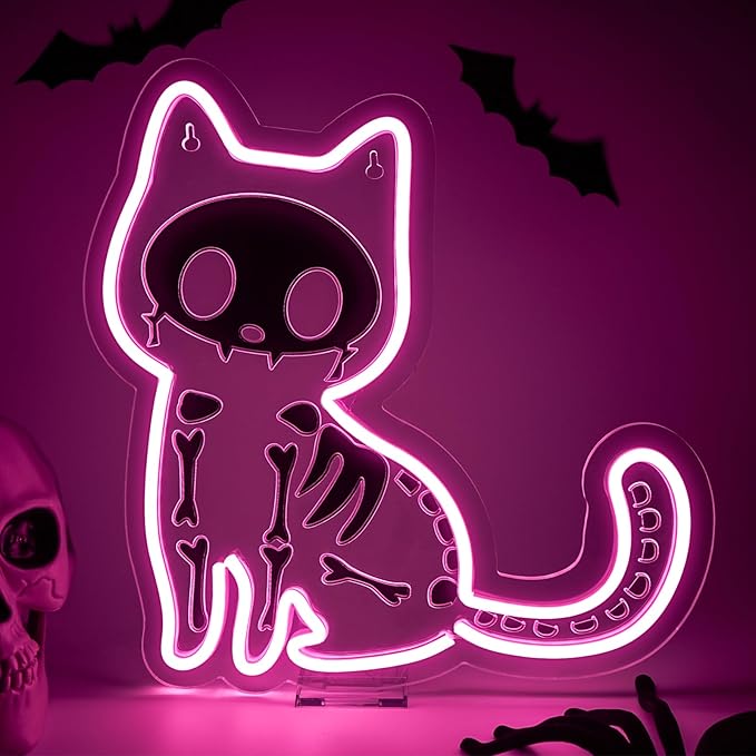 Electric Shock Cat Neon Sign Pink Cat Kitty LED Neon Signs for Wall Decor Home Kids Room Living Room Led Light for Cat Club&Clinic Neon Wall Unique Gift for Animal Lovers