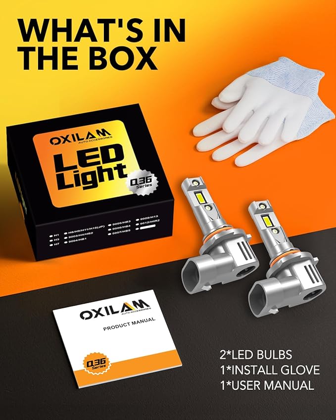 OXILAM 9005 LED Bulbs 40000LM Super Bright 900% Brighter, 3 Min Quick Install, 20 Years Lifespan, No Flicker, 99% Compatibility