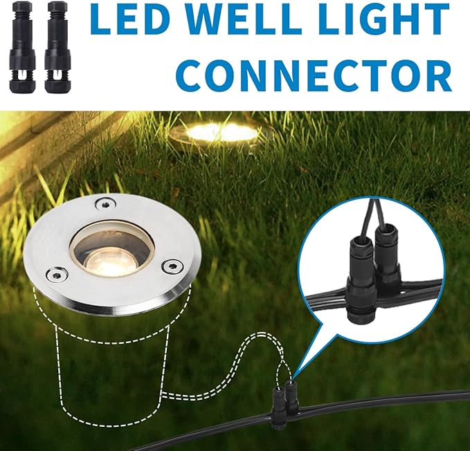 Eaglod Low Voltage LED Well Lights, 3W Landscape Lighting with Connectors, IP67 Waterproof Outdoor In-Ground Lights, Warm White for Garden, Tree, Driveway, Deck, Patio (10Pack, 12V-24V)