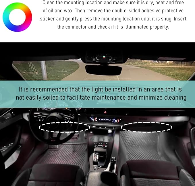 Car LED Strip Light, 24 LED Auto Interior Under Dash Atmosphere Lights with USB Port, Vehicle Decor Lamp Ambient Night Light Strip Lighting Kit, Universal Car Accessories (White)
