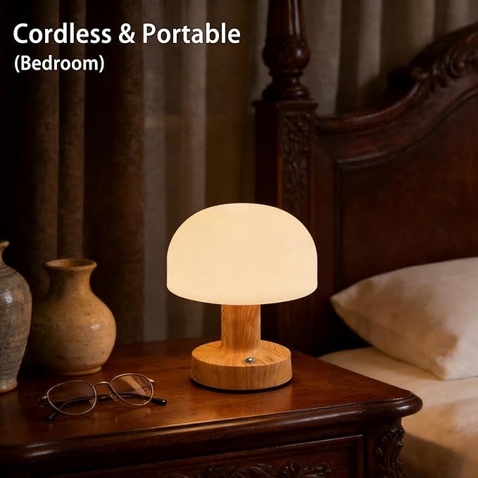 Cordless LED Table Lamp, 2000mAh Battery Operated Desk Lamp with 3 Color Modes & Stepless Dimming, Metal Night Light for Home Decor, Restaurant, Bedroom - USB-C Charging