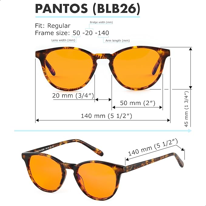 Orange Blue Light Blocking Glasses for Better Sleep - 99.5% Premium Acetate Migraine Glasses for Women & Men