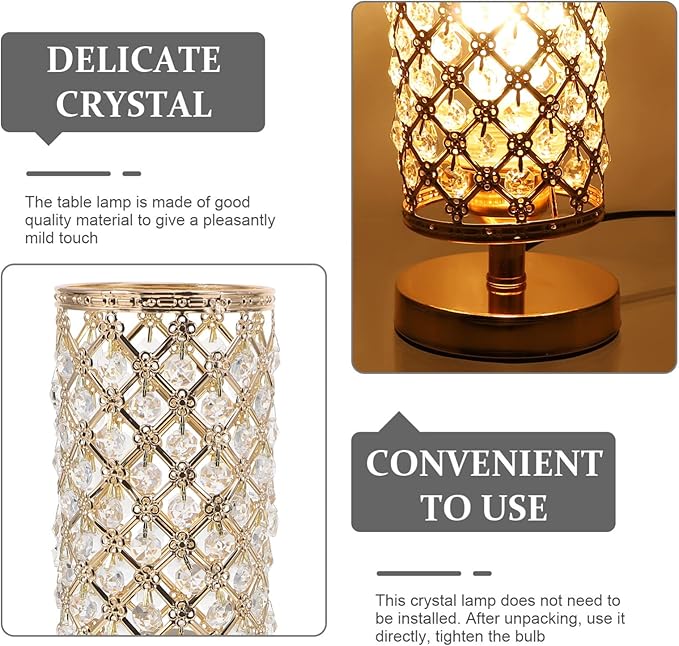 1pc Creative Crystal Table Lamp for Living Room Elegant Desk Light Adornment Warm Ambiance Touch Control Accent for Bedroom and Home Decor