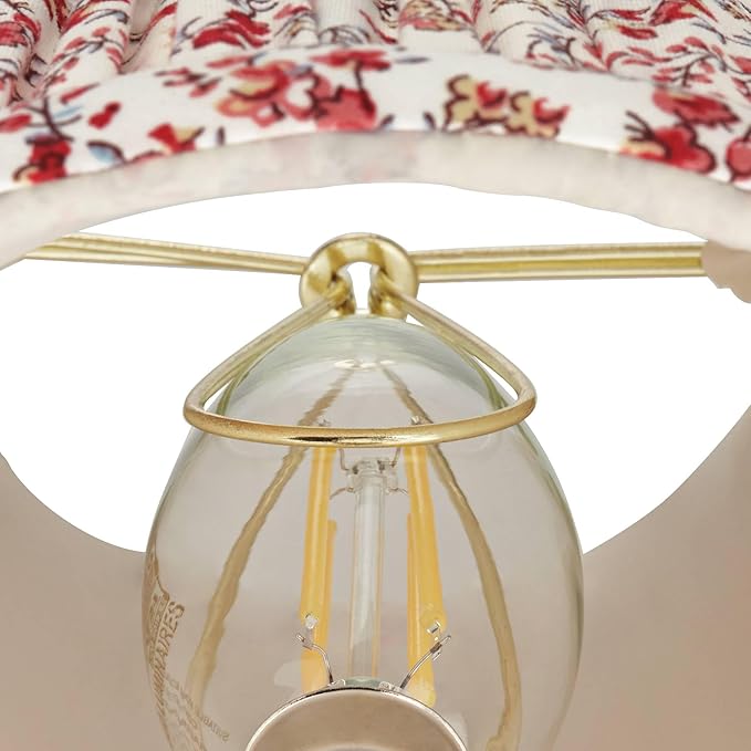 Nelle 3 1/2" Top x 6" Bottom x 5" High x 5" Slant Print Cottage Core Lamp Shade Replacement Small Red Empire Round Farmhouse Country Traditional Fabric Pleated Floral Clip On Candelabra - Springcrest